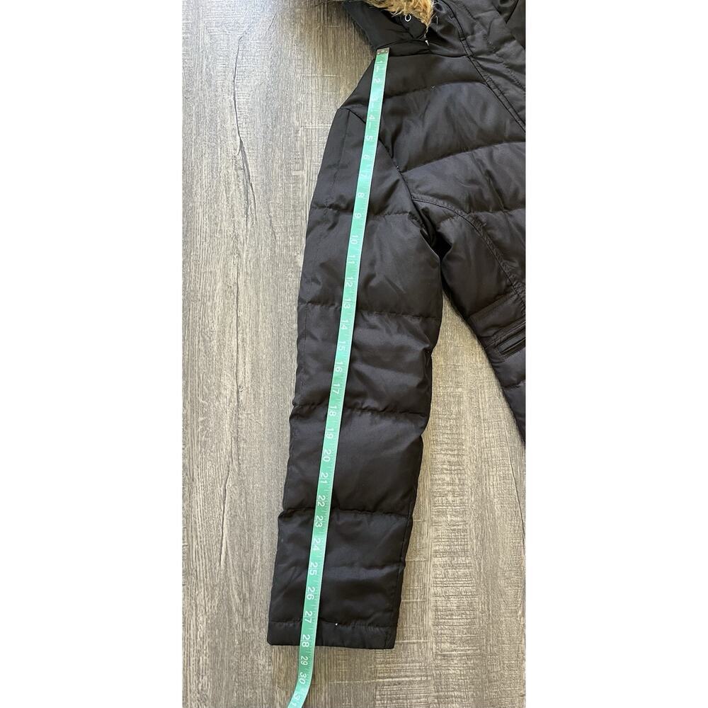 Larry Levine Feather Down Hooded Coat Black Quilted Faux Fur Removable Hood, S - Picture 15 of 15